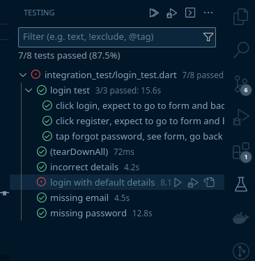 vscode screenshot showing that while the environment vars are now fixed, my tests aren't passing